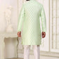 Raivat Ethnic Banarasi Jacquard Embroidery Semi Indo Western Sherwani In Pista Green Colour | Swadesiicart