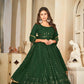 Jyoti Fashion Women's Green Georgette Embroidered Anarkali Kurta Pant Set With Dupatta | Swadesiicart