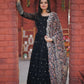 Jyoti Fashion Women's Black Faux Blooming Sequence Zari Embroidered Anarkali Dress with Dupatta | Swadesiicart