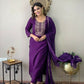 Partywear Designer Wine Rayon Slub Stitched Suit With Dupatta - Tanisha | Swadesiicart