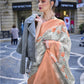 Lovely Orange & Cream Polly Brasso Designer Saree - Emponline | Swadesiicart