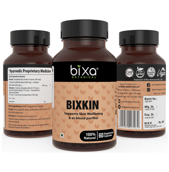 Bixa Botanical Bixkin 455mg Vegetarian Capsule | Swadesiicart