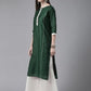 Ahalyaa Women Dark Green Plain Chanderi Kurta with Sharara Set | Swadesiicart