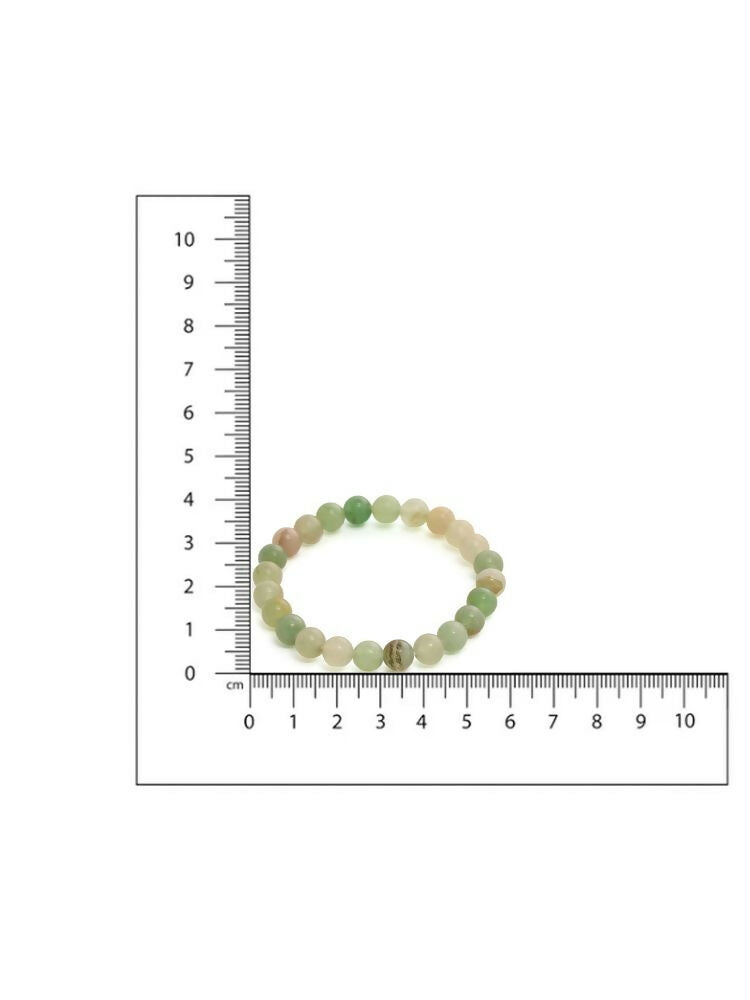 Green Avanturine Beads Elastic Bracelet - Ruby Raang | Swadesiicart