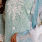 Vaasva Women Sky Blue Linen Floral Printed Kurta, Pant & Dupatta set | Swadesiicart