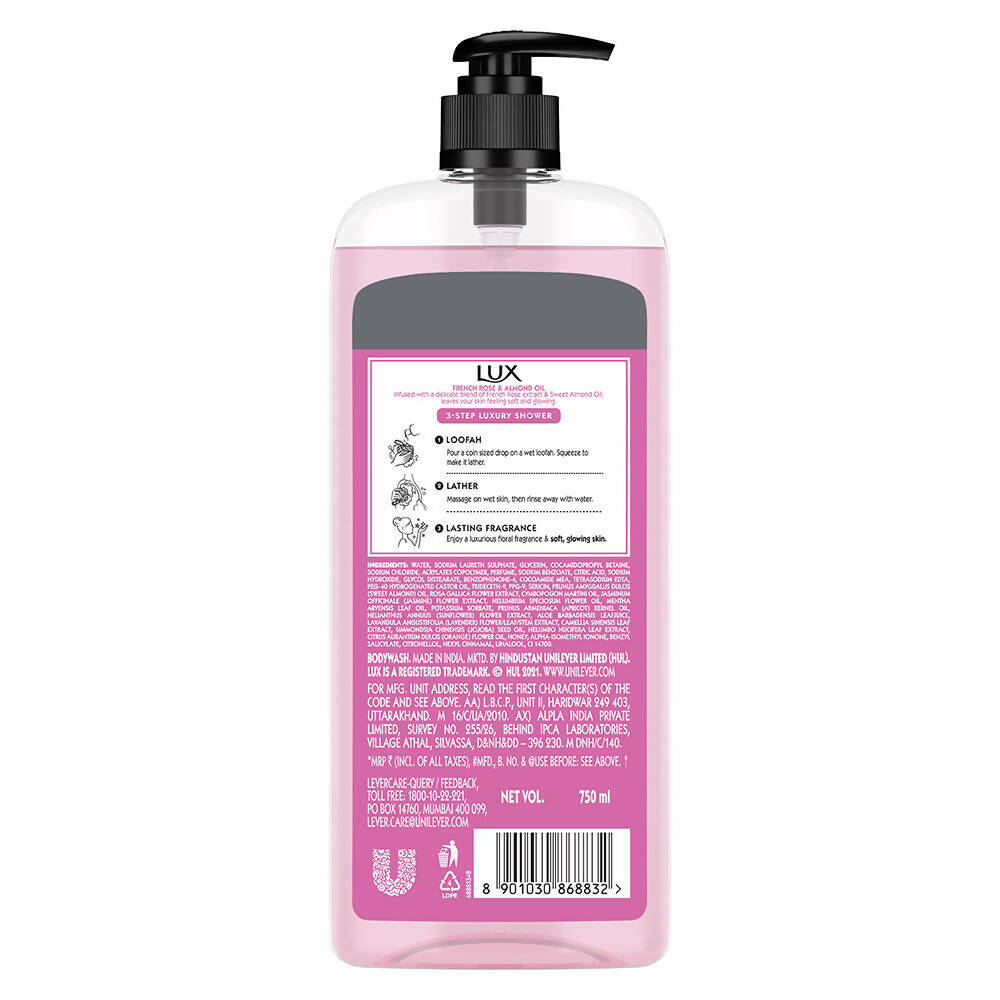 Lux Body Wash with French Rose Fragrance & Almond Oil - Swadesiicart