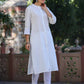 Juniper Women's White Cotton Slub Embroidered Straight Kurta | Swadesiicart