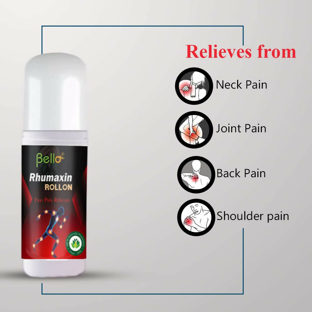 Bello Herbals Rhumaxin Rollon for Fast Herbal Pain Relief Liniment - Swadesiicart