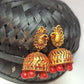 Terracotta Peacock Stud Ethnic Jhumkas-Gold Red | Swadesiicart