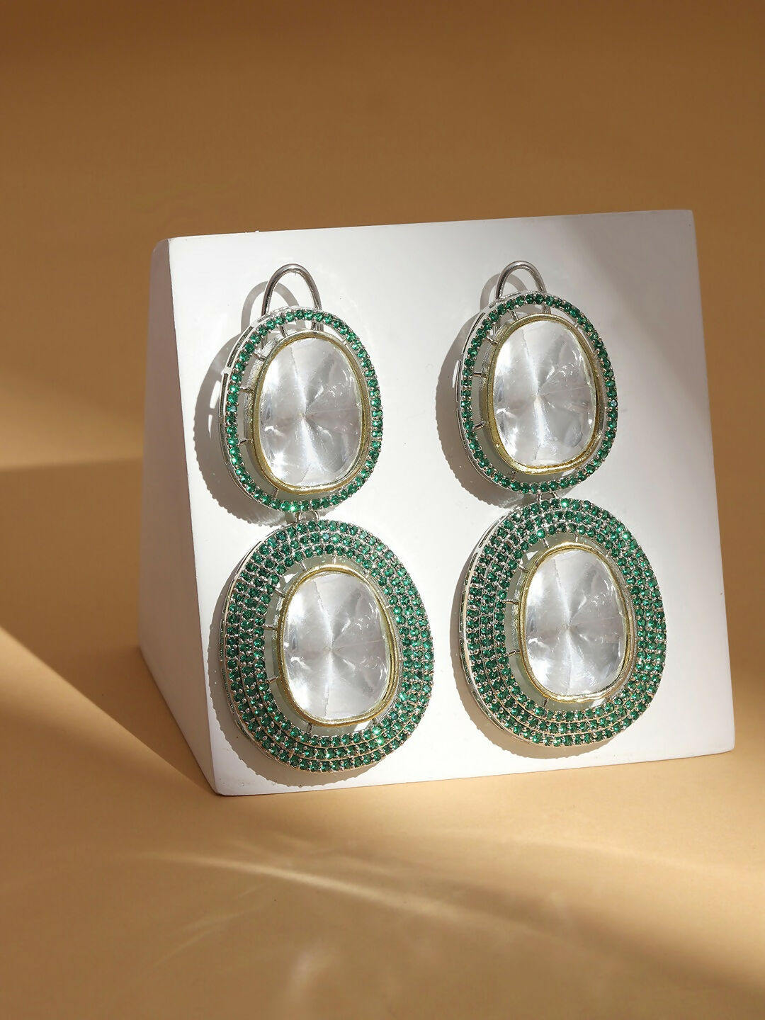 Green Dual Earrings- Ruby Raang | Swadesiicart