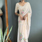 Aayaa Designer 1 min Hand Painted Ready to Wear saree - Off White | Swadesiicart