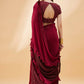 Maroon Lycra Embossed Fancy Velvet, Sequins Embroidery, Frill Details Saree - Norita Hit Design - Swadesiicart