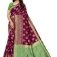 Vamika Banarasi Jacquard Weaving Wine Saree (Dangal Wine) | Swadesiicart