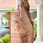 Vishnu Weaves Women's Coffee Satin Silk Printed Saree with Blouse - Swadesiicart