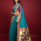 Vishnu Weaves Women's Rama Paithani Silk Zari Woven Saree with Unstitched Blouse - Swadesiicart
