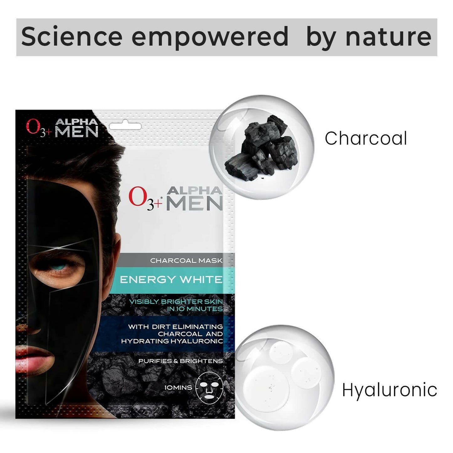 Professional O3+ Alpha Men Energy White Charcoal Face Sheet Mask - Swadesiicart