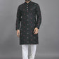 Anaita Black Weaving Linen Cotton Straight Kurta