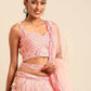 House of Panchhi Coral Pink Net Sequins and Zarkan embroidery Lehenga choli & Dupatta | Swadesiicart