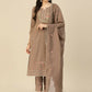 Brown Embroidered Chinon Straight Kurta With Trouser & Dupatta - Salimar