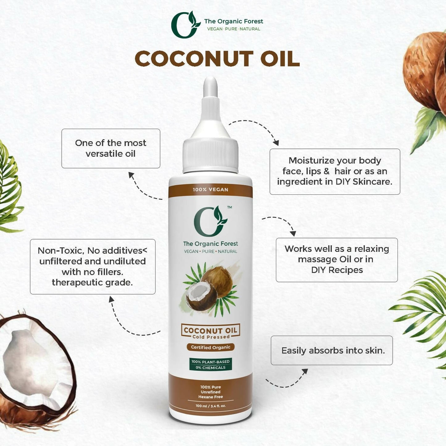 The Organic Forest Cold Pressed Coconut Oil - Swadesiicart