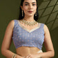 Vishnu Weaves Women's Blue Muga Cotton Thread Woven Saree with Blouse - Swadesiicart