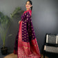 Joban Fashion Banarasi Purple Woven Butti Soft Silk Saree | Swadesiicart