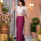 Juniper Women's Wine Thread Embroidered Cotton Shirt Crop Top & Pant Co-Ord Set With Buttons & Tie-ups - Swadesiicart