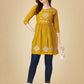 Jyoti Fashion Women's Mustard Viscose Rayon Embroidered Casual Top | Swadesiicart