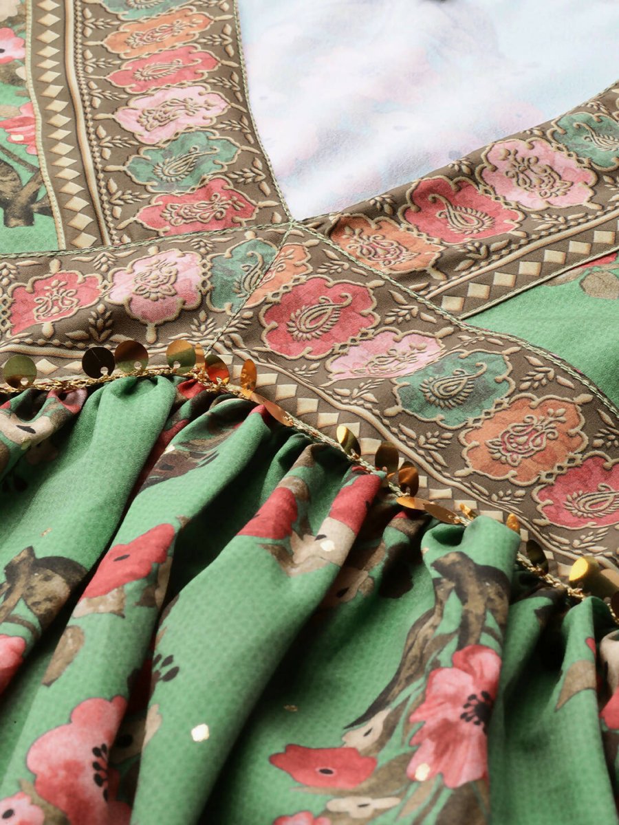 Ahalyaa Women's Traditional wear Lehnga Choli - Green | Swadesiicart