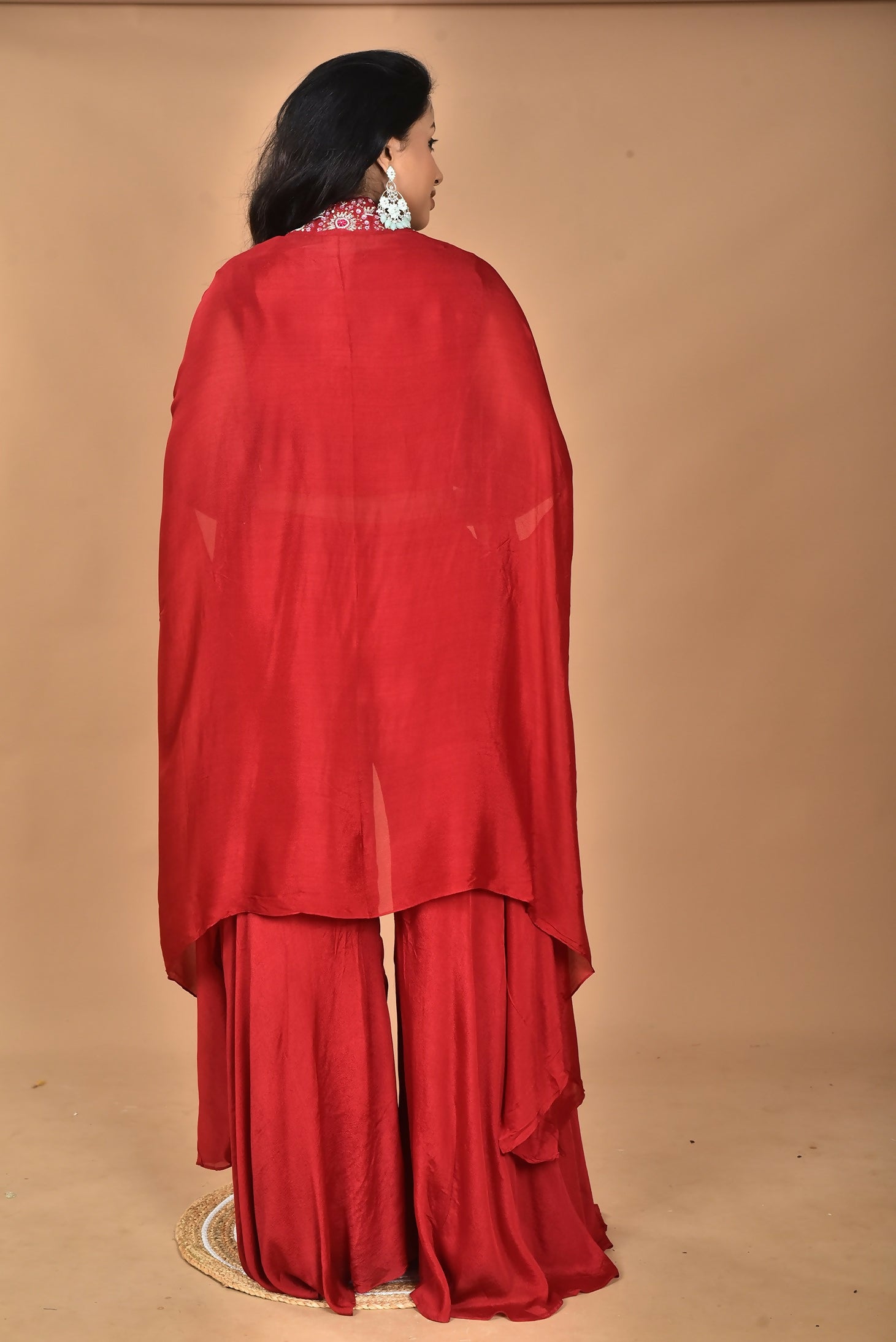 Morchari Women And Hand Embroidery Palazzo Set-Maroon - Swadesiicart