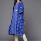 Ahalyaa Blue & White Floral Print Floral Kaftan Kurta | Swadesiicart