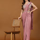 Pink Lycra Solid Ready to wear Saree with stitched Blouse - Vanita | Swadesiicart