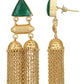 Joban Fashion Women Green Stone Matte Gold Jhumka | Swadesiicart