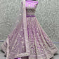 Jyoti Fashion Women's Mauve Net Patterned Thread Embroidered with Sequins Wedding Lehenga Choli | Swadesiicart