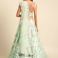 House of Panchhi Sea Green Net Sequins and Zarkan embroidery Lehenga choli & Dupatta | Swadesiicart