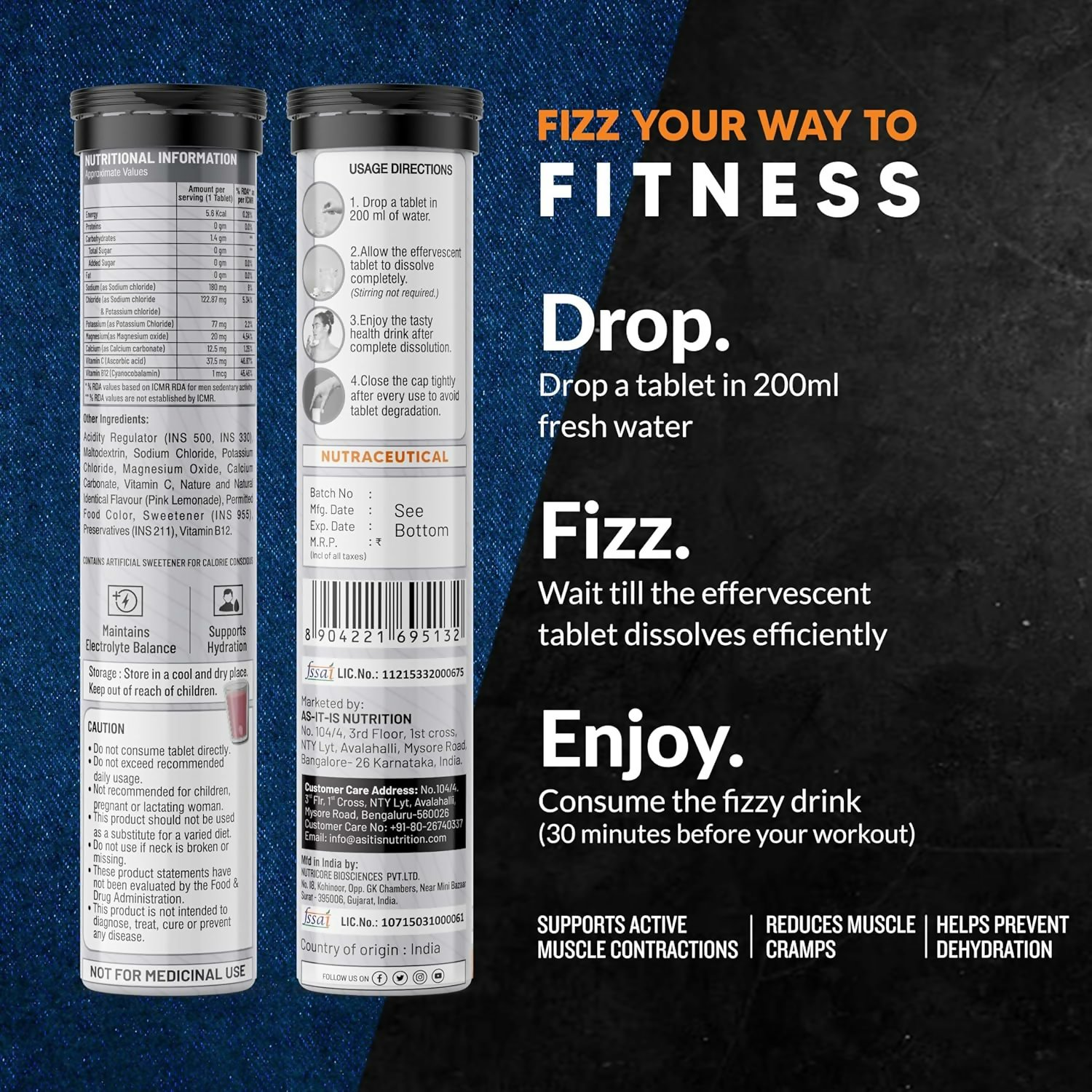As-It-Is Atom Electrolyte Effervescent Tablet Pink Lemonade | Swadesiicart