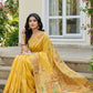 Shree Shyam Fashion Yellow Linen Cotton Saree