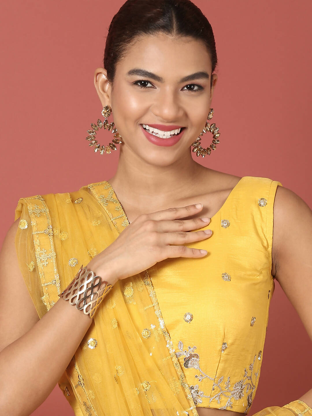 House of Panchhi Mustard Net Sequinse Work Lehenga & Blouse, Dupatta | Swadesiicart