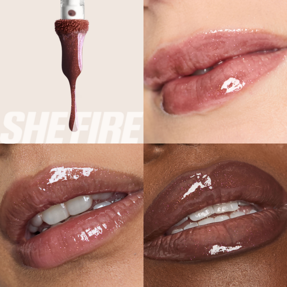Huda Beauty Icy Nude Faux Filler Lip Gloss - She Fire | Swadesiicart