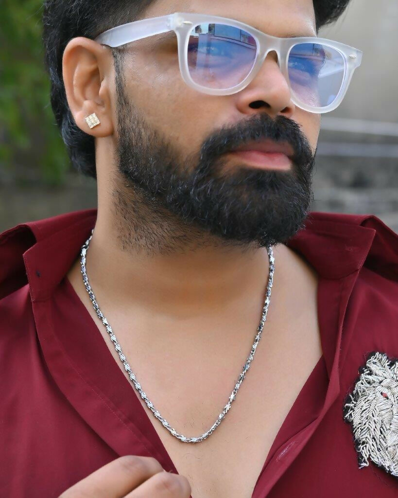 VOJ Silver Plated Designer Chain For Men | Swadesiicart