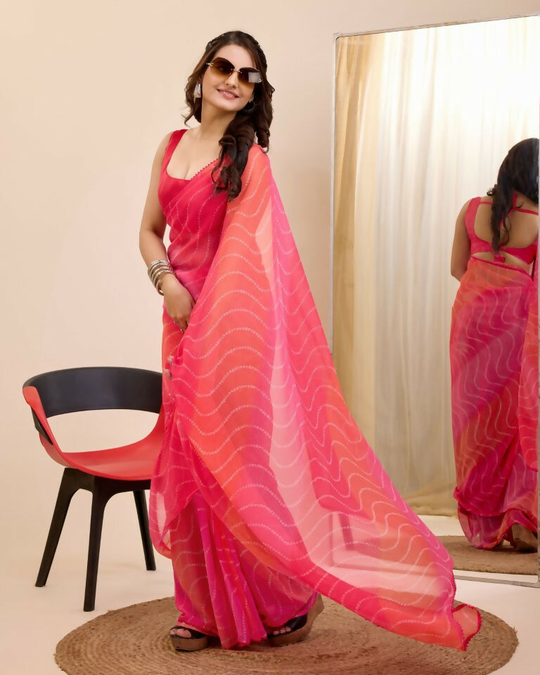 Gajri Georgette Designer Printed Ready To Wear Saree - Ibiza | Swadesiicart