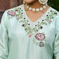 Vaasva Women's Tissue Silk Emboidered Suit Set With Solid Pant & Solid Embroidered Dupatta | Swadesiicart