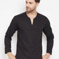 Even Apparels Black Viscose Men's Kurta With Slit Neckline | Swadesiicart