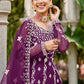Violet Purple Stone & Cording Work Festive Palazzo Suit - Emponline | Swadesiicart