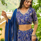 Janasya Blue Georgette Floral Lehenga Choli Dupatta | Swadesiicart