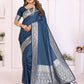 Aastha Fashion Navy Blue Georgette Silk Zari Weaving Saree