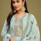 Ice Blue Swarovski Work & Embroidered Eid Wear Salwar Suit - Emponline | Swadesiicart
