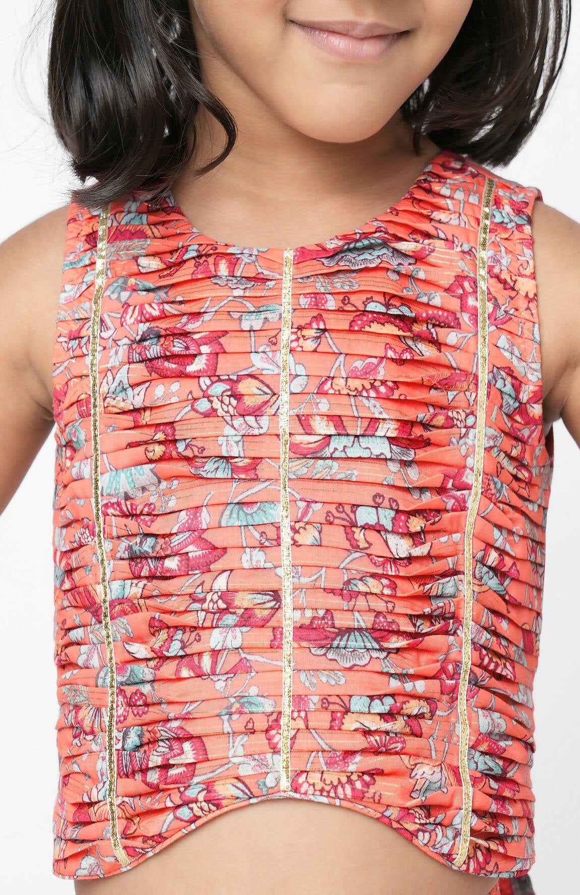 Lil Drama Golden Weaves Orange Crop Top With Palazzo Co-Ordinate Set - Swadesiicart