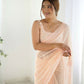 Attractive Looking Georgette Thread, Sequance Embroidery Work Party Wear Saree - Peach