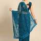 Blue Woven Design Net Saree with Blouse Piece - Kalamkari